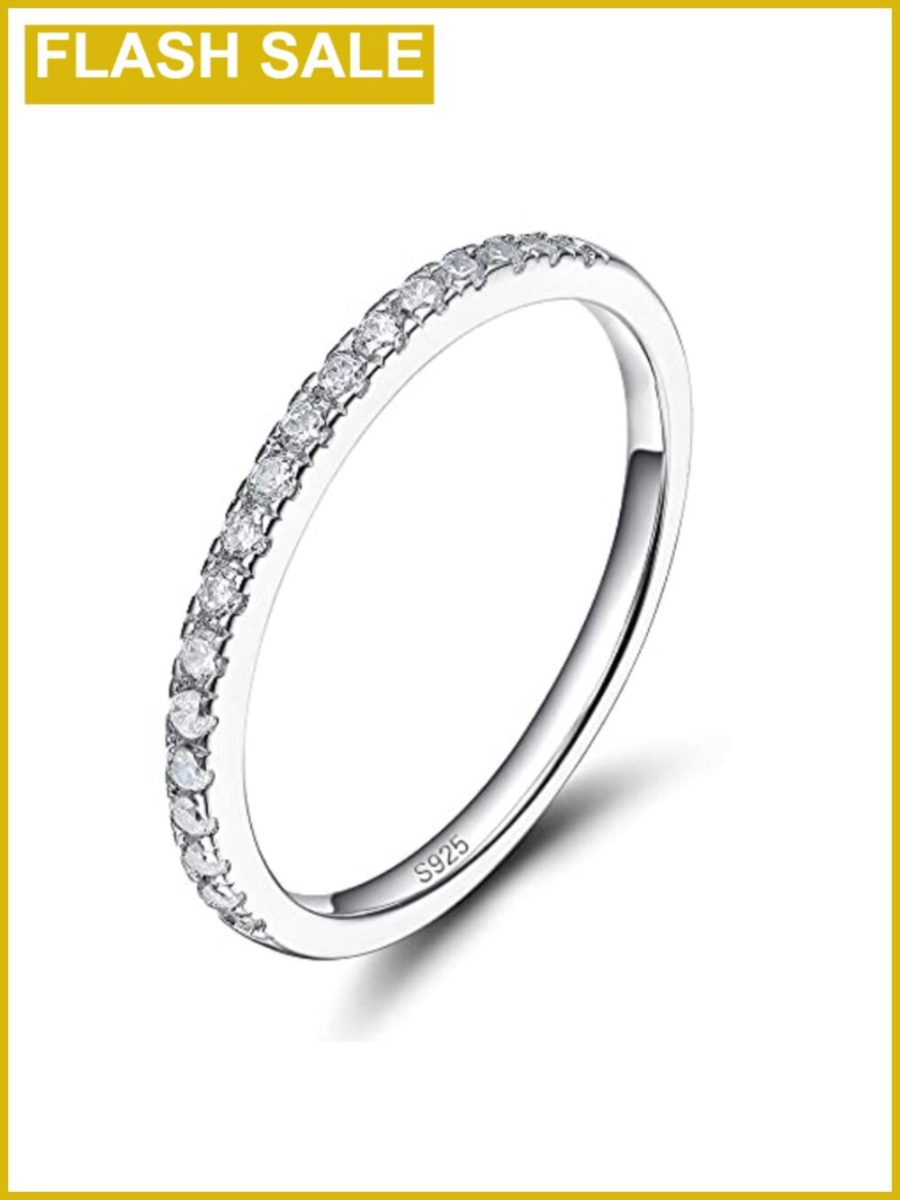 925 Sterling Silver Wedding Band Eternity Ring 2mm Stackable